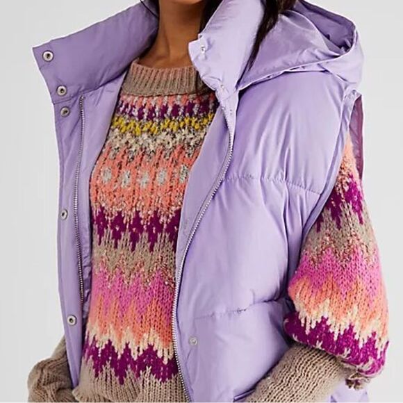 FREE PEOPLE PUFFA VEST LAVENDER NEW SMALL - Picture 2 of 7
